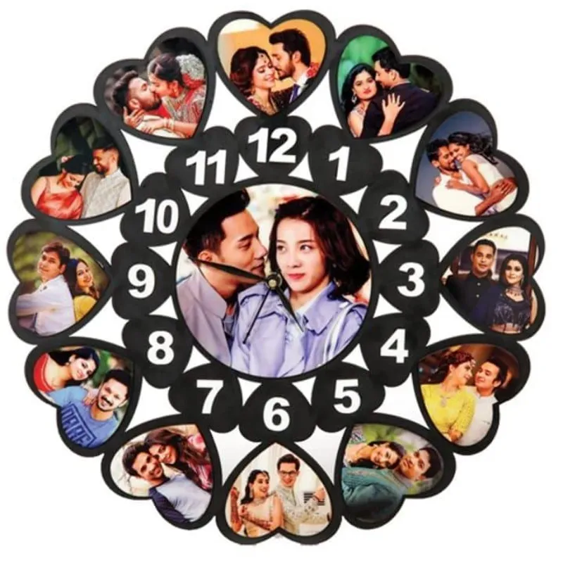 12 Pic  Heart Sublimation Clock