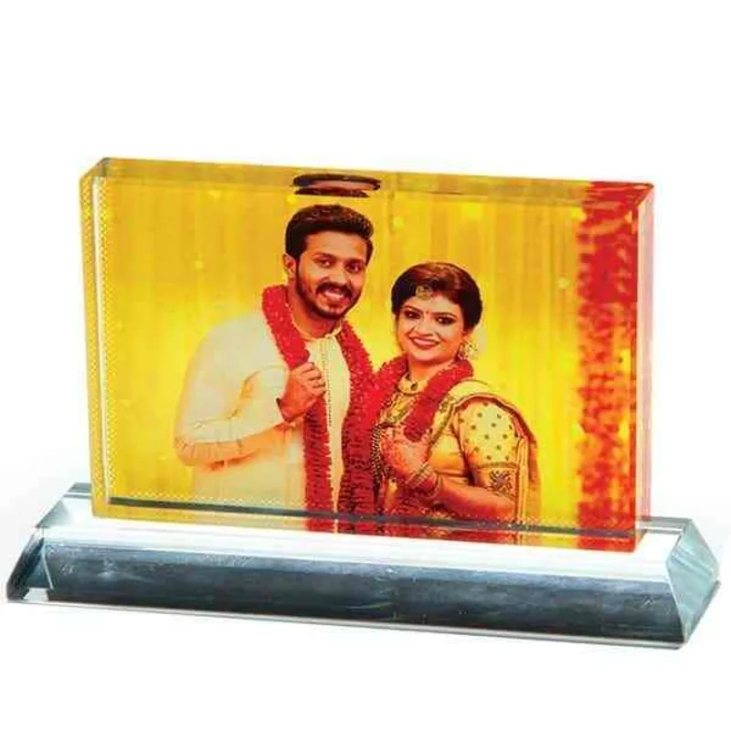 Big Rectangle Colour Crystal - Horizontal Colour Crystal With Base